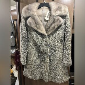 Genuine mink and lamb fur coat